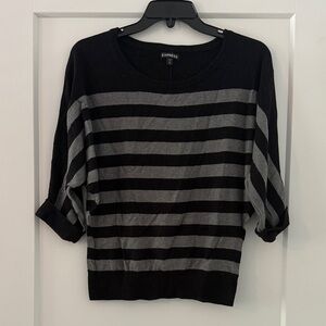 Express Black and Gray Striped Knit Top